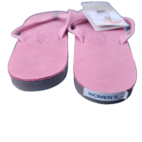 NWT RAINBOW 🌈 301ALTS Leather Pink Sandals Flip Flops Womens Sz. 10 - Picture 3 of 8